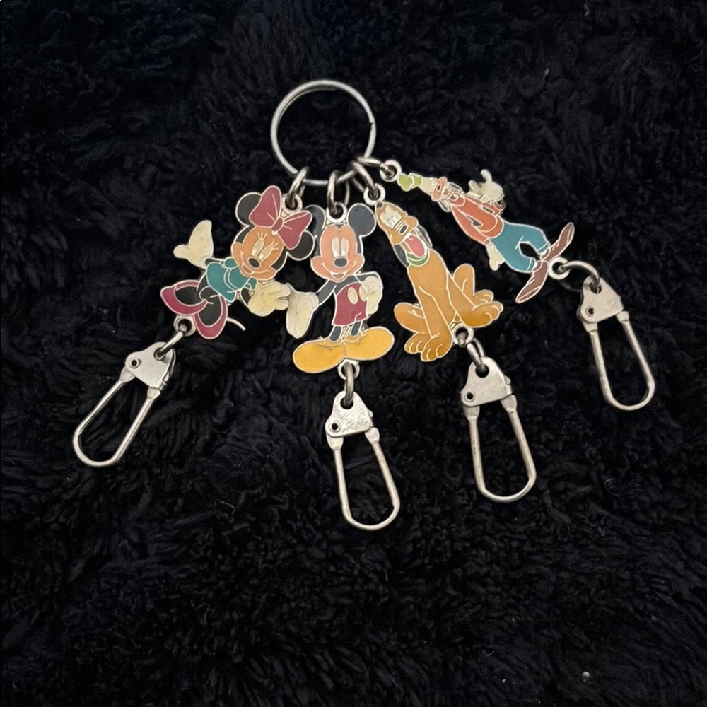 Disney Character Keychain Set - Red, Green, Yellow, Blue